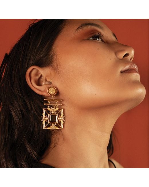 Dhwani Bansal Metallic Mori Earrings With Quartz Glass Gems