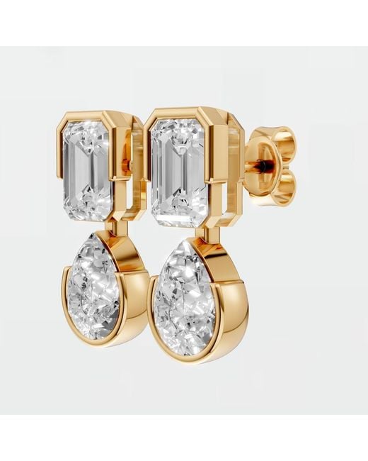 Aya Fine Jewelry Metallic Princess & Emerald Cut Lab Diamond Dangle Drop Earrings