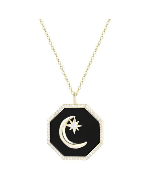 KAMARIA Metallic Octagon Moon Medallion Necklace