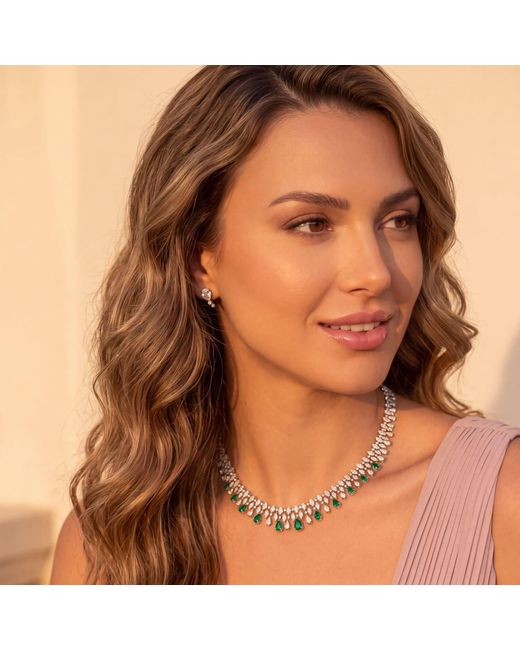 Latelita London Metallic Duchess Emerald Statement Necklace