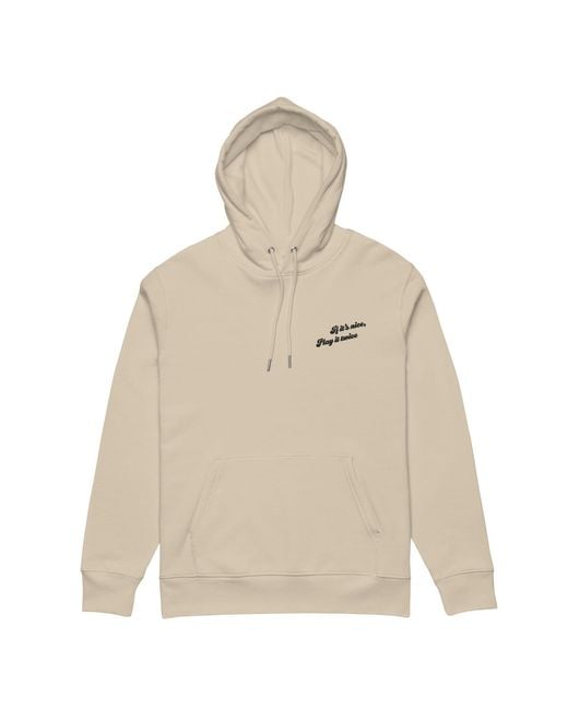 Anchor and Crew Natural Neutrals Desert Dust If It's Nice Play It Twice Disco! Organic Cotton Embroidered Heavyweight Hoodie
