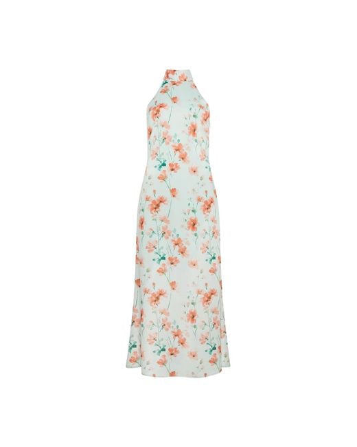 Sour Figs Metallic Watercolour Floral Halterneck Maxi Dress