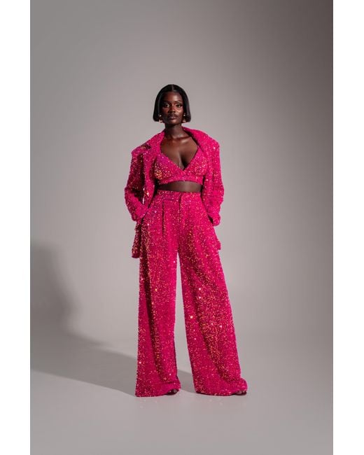 Ofuure Red Liza Sequin Pants