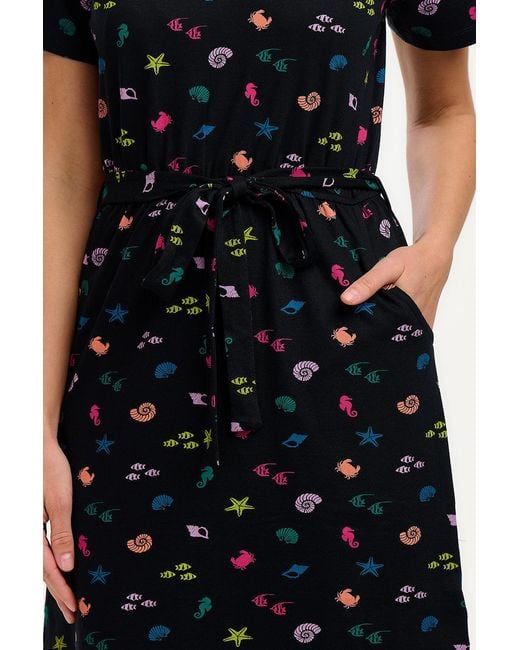 Sugarhill Black Joelle V-Neck Jersey Mini Dress, Multi, Underwater