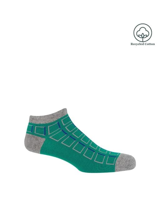 Peper Harow - Made in England Blue Cube Trainer Socks – Bundle for men