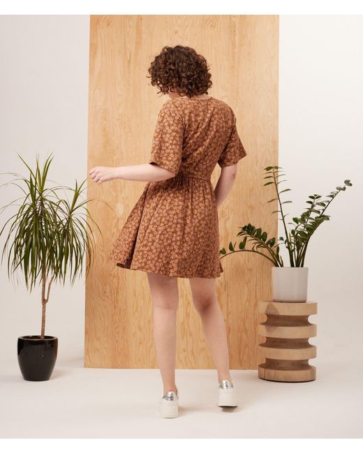 Known Supply Brown Faux Wrap Dress