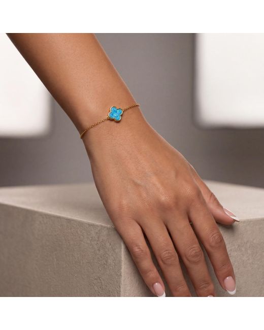 Latelita London Metallic Flower Clover Opal Bracelet
