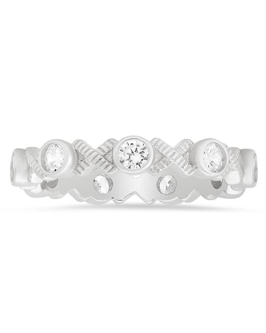 Kylie Harper White Sterling Diamond-Cut Xo Eternity Band Ring