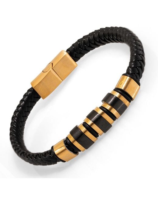 Ebru Jewelry Black Style Fashion Leather & Bracelet for men