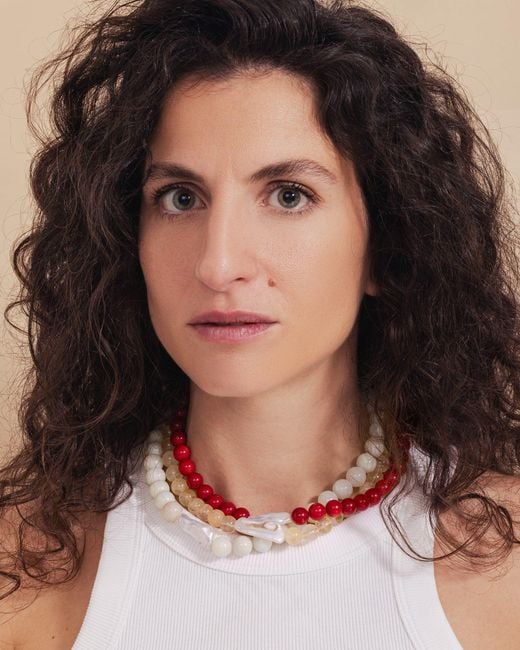 Kybele Studio Metallic Bonbon Necklace With Jade & Pearl Accent