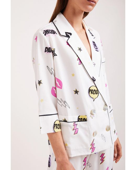Favette White Fragike Like A Bomb Pajama Set