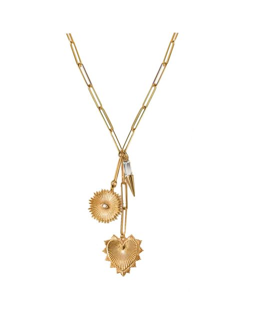 Adriana Pappas Designs Metallic Golden Rays Drop Necklace