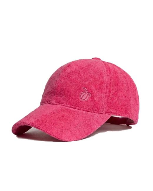 Maison Tangerine Pink Terry Cotton Baseball Cap Raspberry