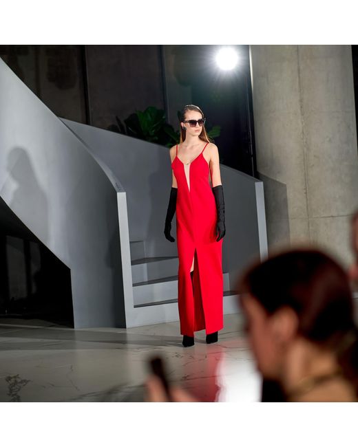 Laura Daili Red Neutrals Scarlet Elegance Maxi Dress