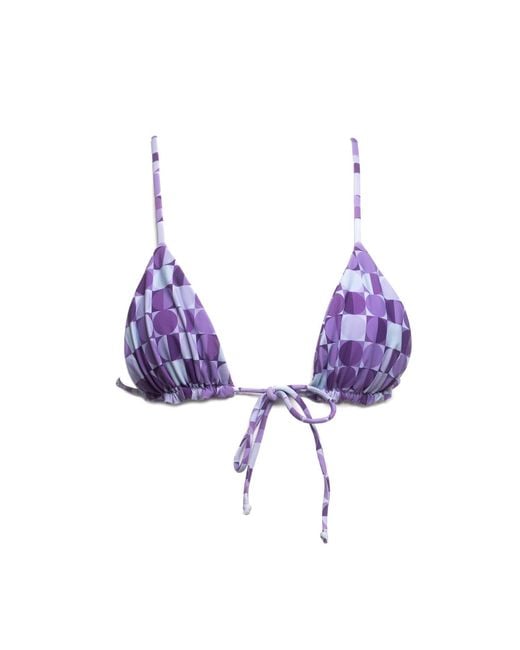Patti Jane Swim Purple Sharon's Geo Front-Tie Triangle Bikini Top