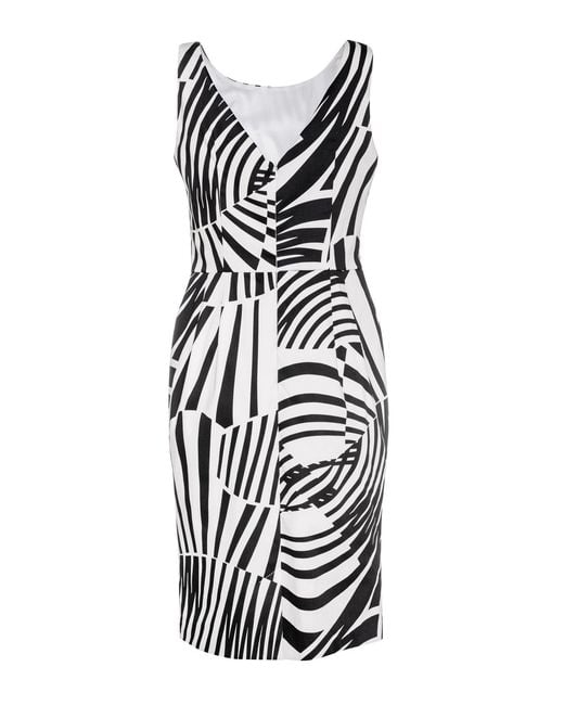 Conquista White Graphic Op-Art Inspired Cotton Stretch Dress