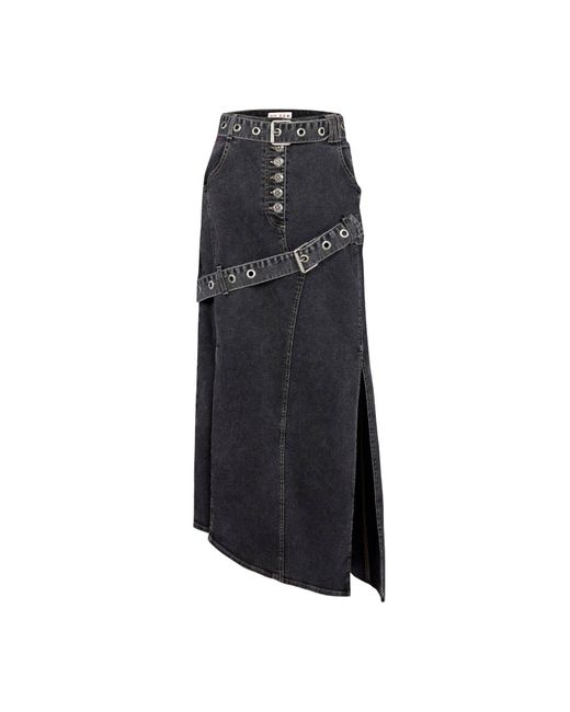 Pcfg Black Your Itch Colorblocked Denim Skirt