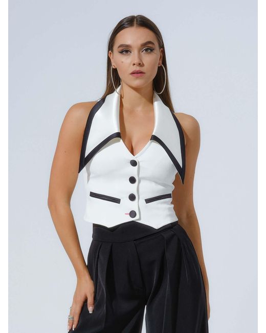 Tia Dorraine Natural Born To Run Cropped Tailored Waistcoat
