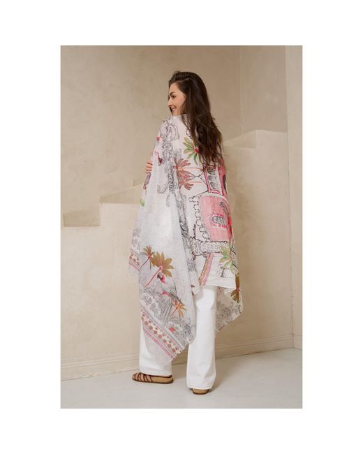 Saachi Metallic Tropical Vacation Print Scarf