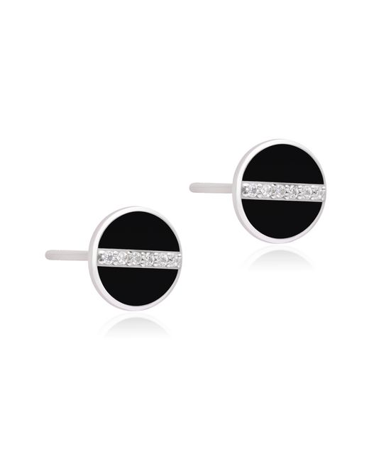The Jewelz Black Enamel & Sparkling Cz Stud Earrings for men