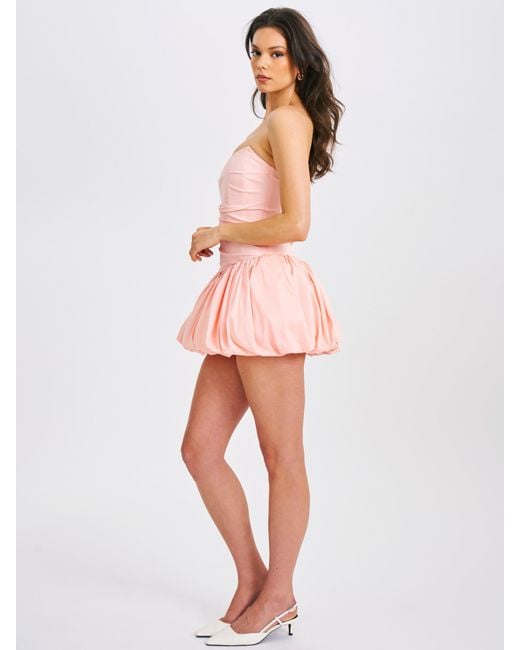 Miss Circle New York Pink Oletta Corset Strapless Bubble Hem Mini Dress