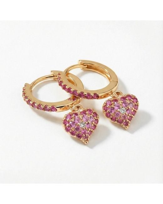 Native Gem Pink Queen Of Heart Huggie Earrings