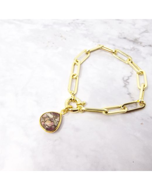 Harfi Metallic Plated Natural Tourmaline October Birthstone Gemstone Bracelet