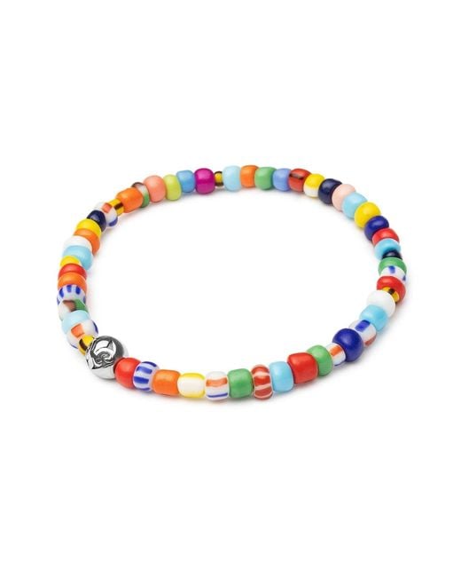 Nialaya Blue Wristband With Assorted Vintage Trifocal Beads And for men