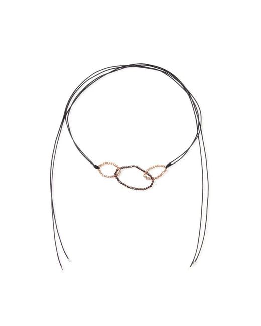 Saachi Brown 3-Oval Crystal Bead Ring Wrap Choker