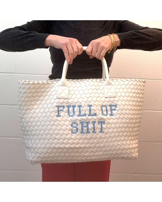 Lilly Loves White Vegan Full Of Shit Woven Handbag