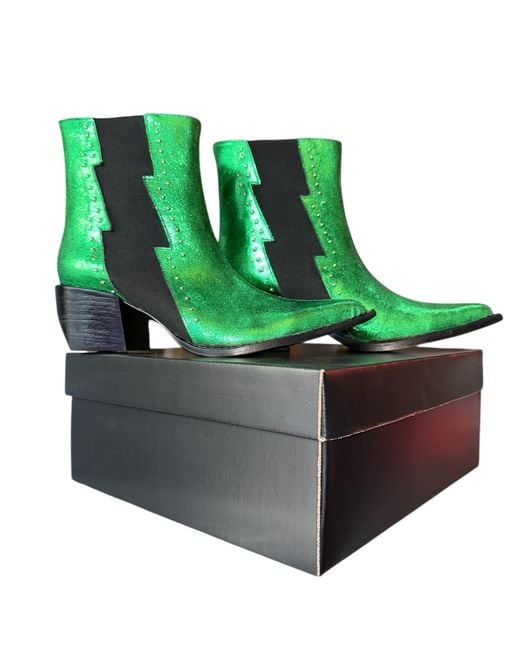 Any Old Iron Green The Lightning Leather Boots
