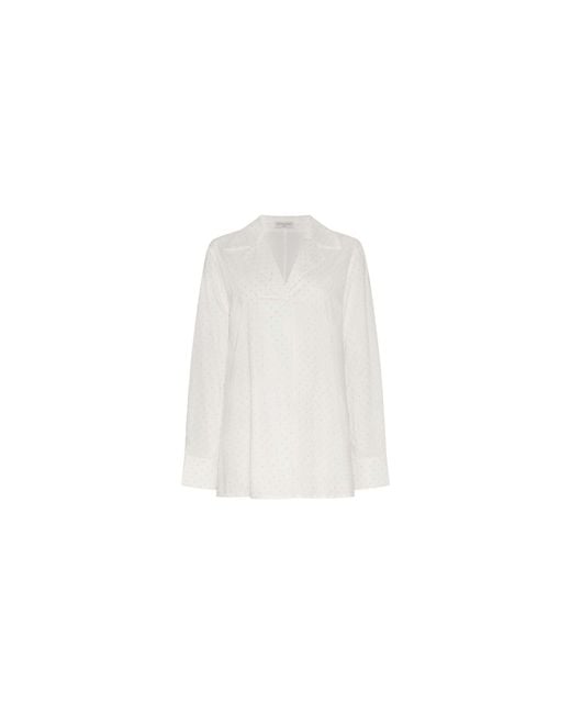 James Lakeland White Embellished Cotton Shirt