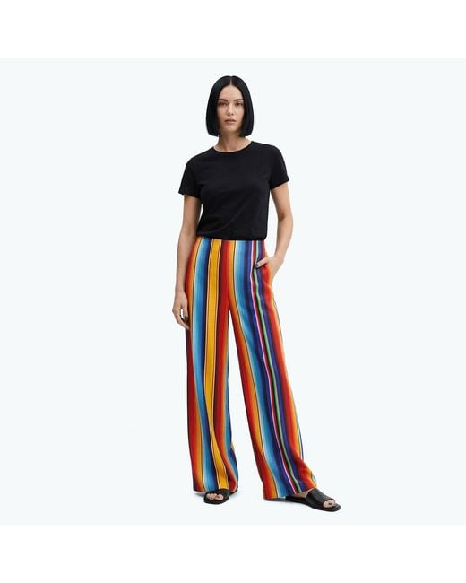 Aloha From Deer Blue Mexican Stripes Long Loose Pants