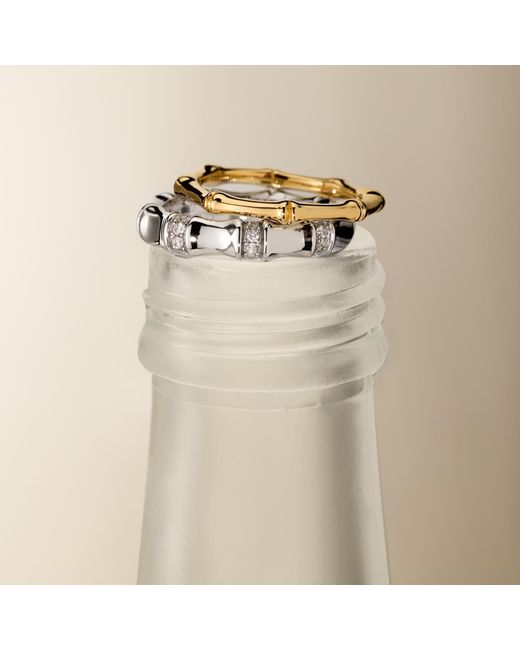 Vanhi White Bamboo Chunky Crystal Ring