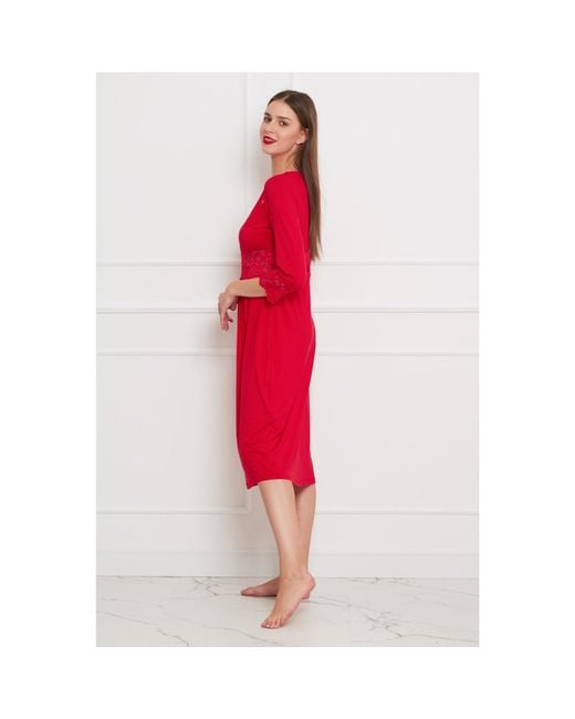 Oh!Zuza Red Midi Viscose Nightgown