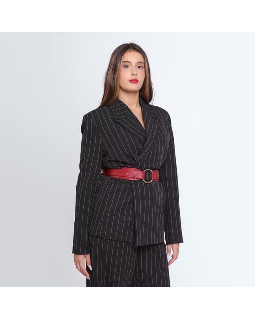 Haute Cuir Red O Ring Waist Leather Belt