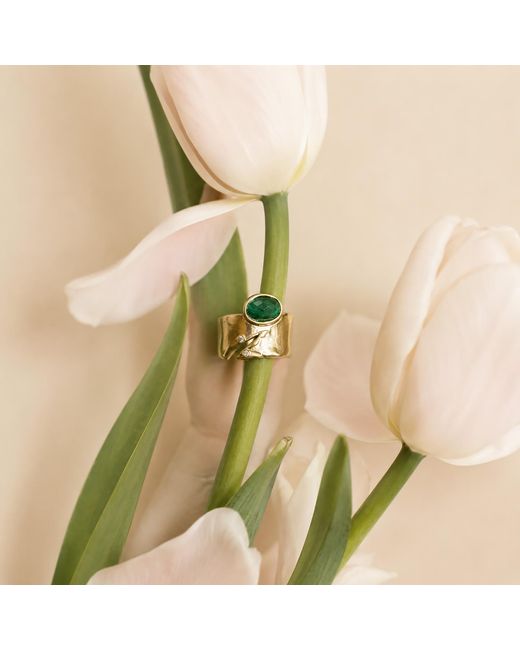Rare Matters Jewelry Metallic Brilliance Malachite Gemstone Statement Ring