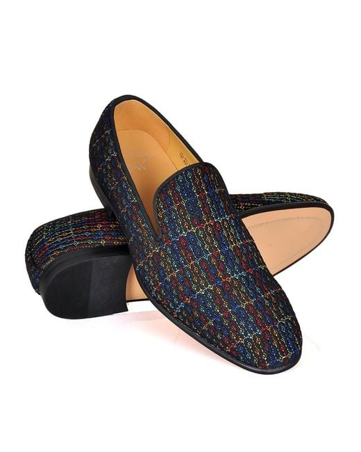 DAVID WEJ Blue Alberto Embroidery Multicolored Loafers for men
