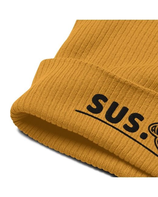 Anchor and Crew Yellow Mustard Sus Gen. Organic Cotton Embroidered Beanie for men