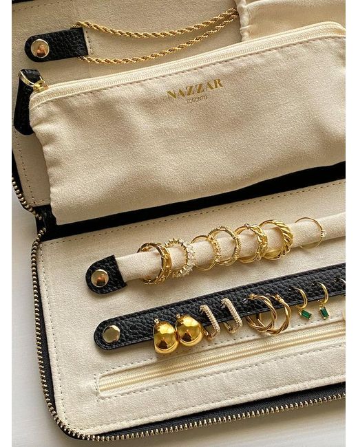Nazzar Black Neutrals Leather Jewelry Organizer Case