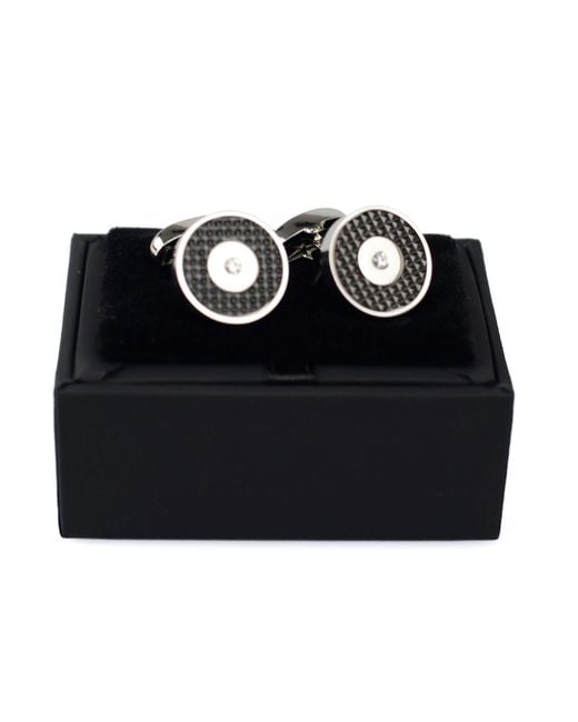 DAVID WEJ Black Circle Gem Cufflinks for men