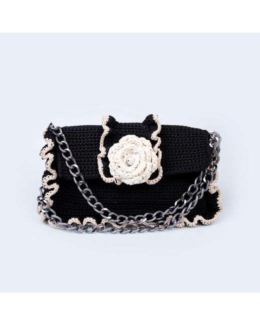 Sibylla Delphica Black Handwoven Raffled Handbag Ophelia