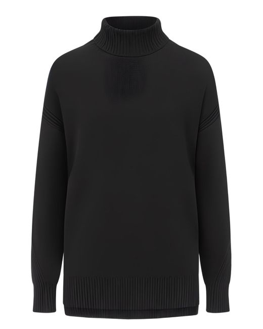 Loop Cashmere Black Chevron Detail Relaxed Polo Sweater