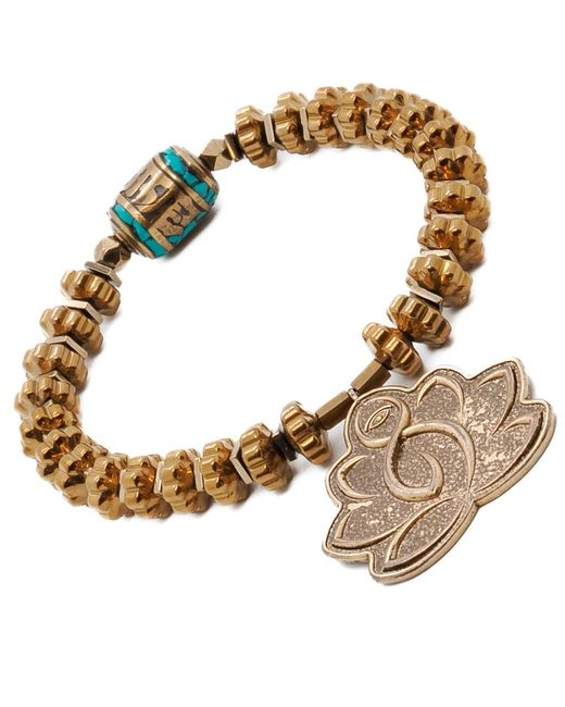 Ebru Jewelry Metallic Flower Of Life Hematite Beaded Bracelet