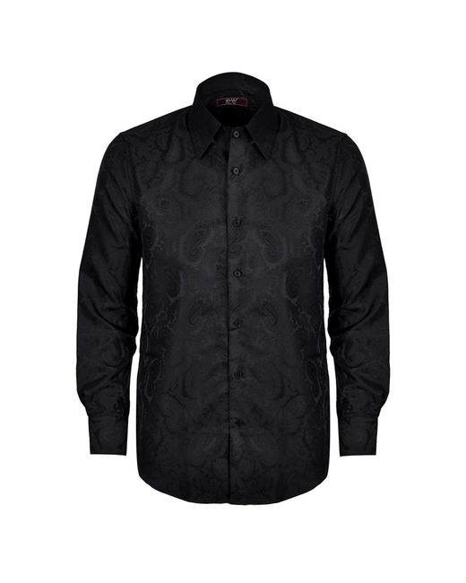 DAVID WEJ Black Kensington Paisley Jacquard Shirt – for men