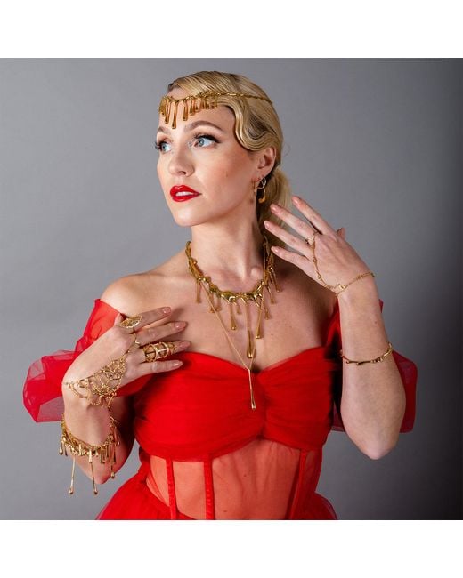 Lucy Quartermaine Metallic Long Drop Necklace