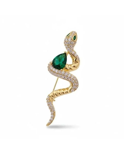 Angel Barocco Metallic Elegant Diamond Snake Brooch