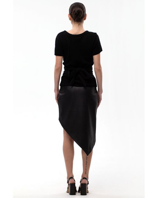 Maison Bogomil Black Faux Leather Asimetric Skirt