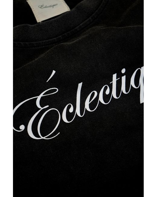Éclectique Black Script Logo T-Shirt for men