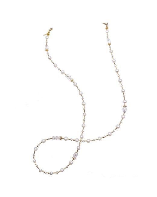 Farra White Removable Freshwater Pearls & Crystals Glasses Chain